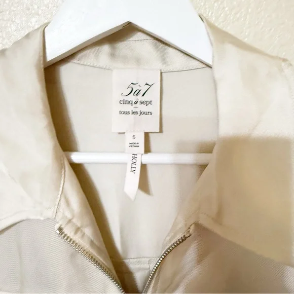 Cinq A Sept Holly Satin Pocket Puff Short Sleeve Ruffle Ivory Jacket size small - Picture 4 of 9